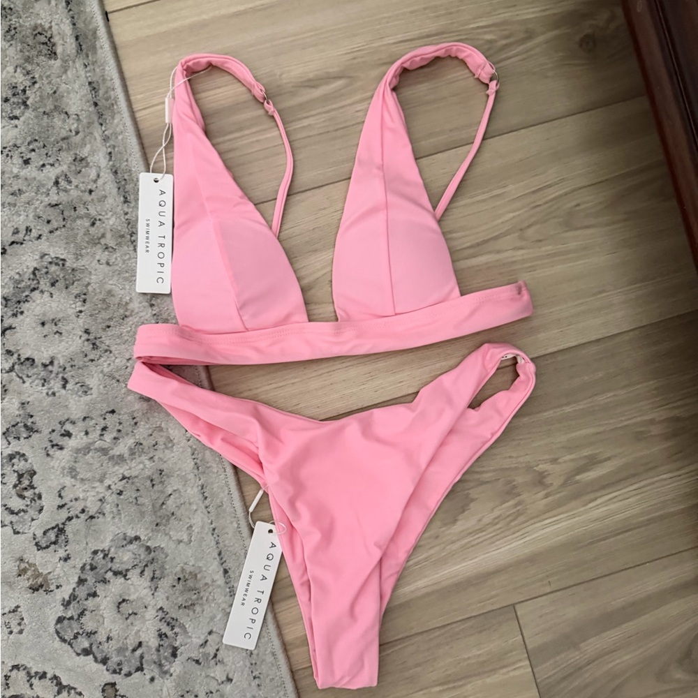 Aqua Tropic Pink Triangle Bikini Set